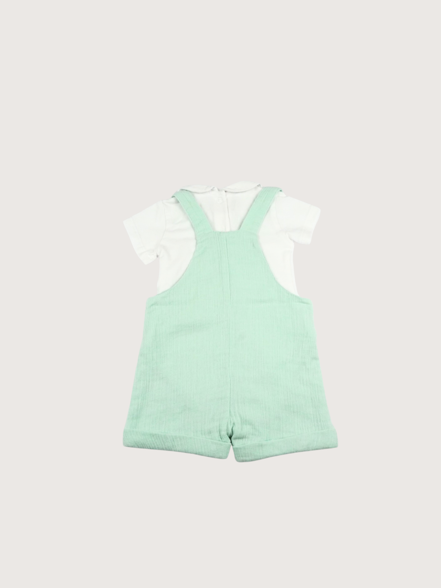 Chicco | Mint green dungarees with romper