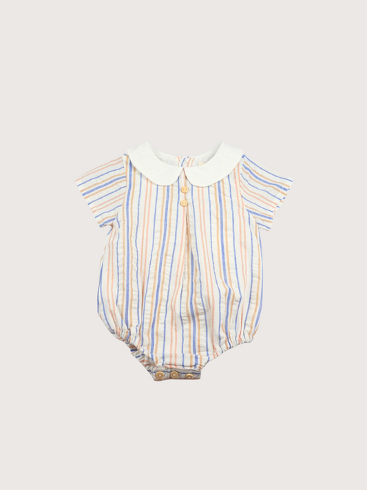 Dadati | Soft Stripes &amp; Buttons Romper