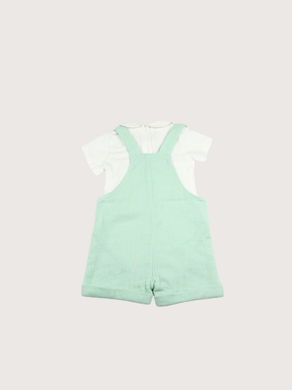 Chicco | Mint green dungarees with romper